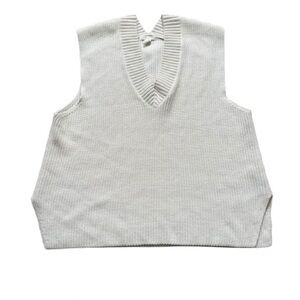 H&M Cream Knit Sweater Vest XL V-Neck Cotton Blend Preppy Classic